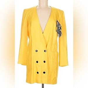 Vintage Hardob Oversized Blazer Canary Yellow with Black & White Pocket Square